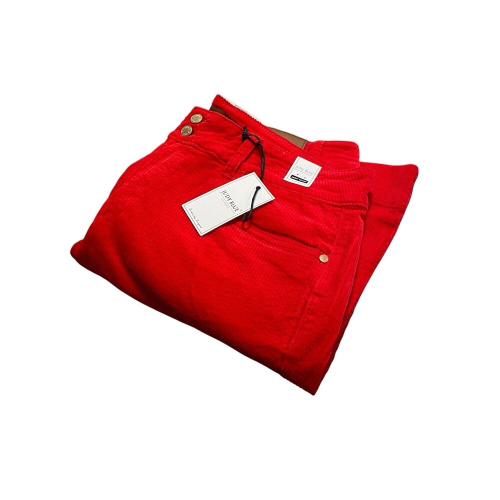 New Women’s Judy Blue Red Corduroy Pants Jeans W/ Tag NWT Size 14 34x32 Ruby